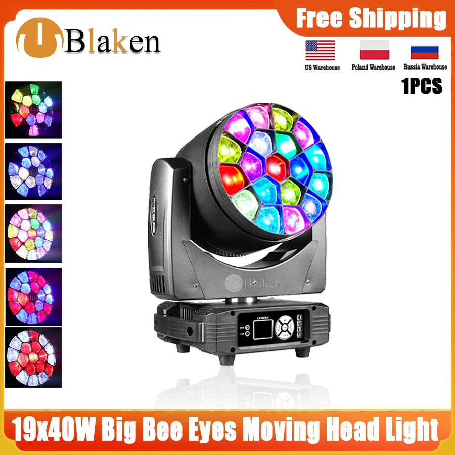 

0 Tax 1Pcs 19X40W RGBW Zoom LED Big Bee Eye Moving Head Beam Light for DJ Disco Wedding Party Night Club Performance Stage