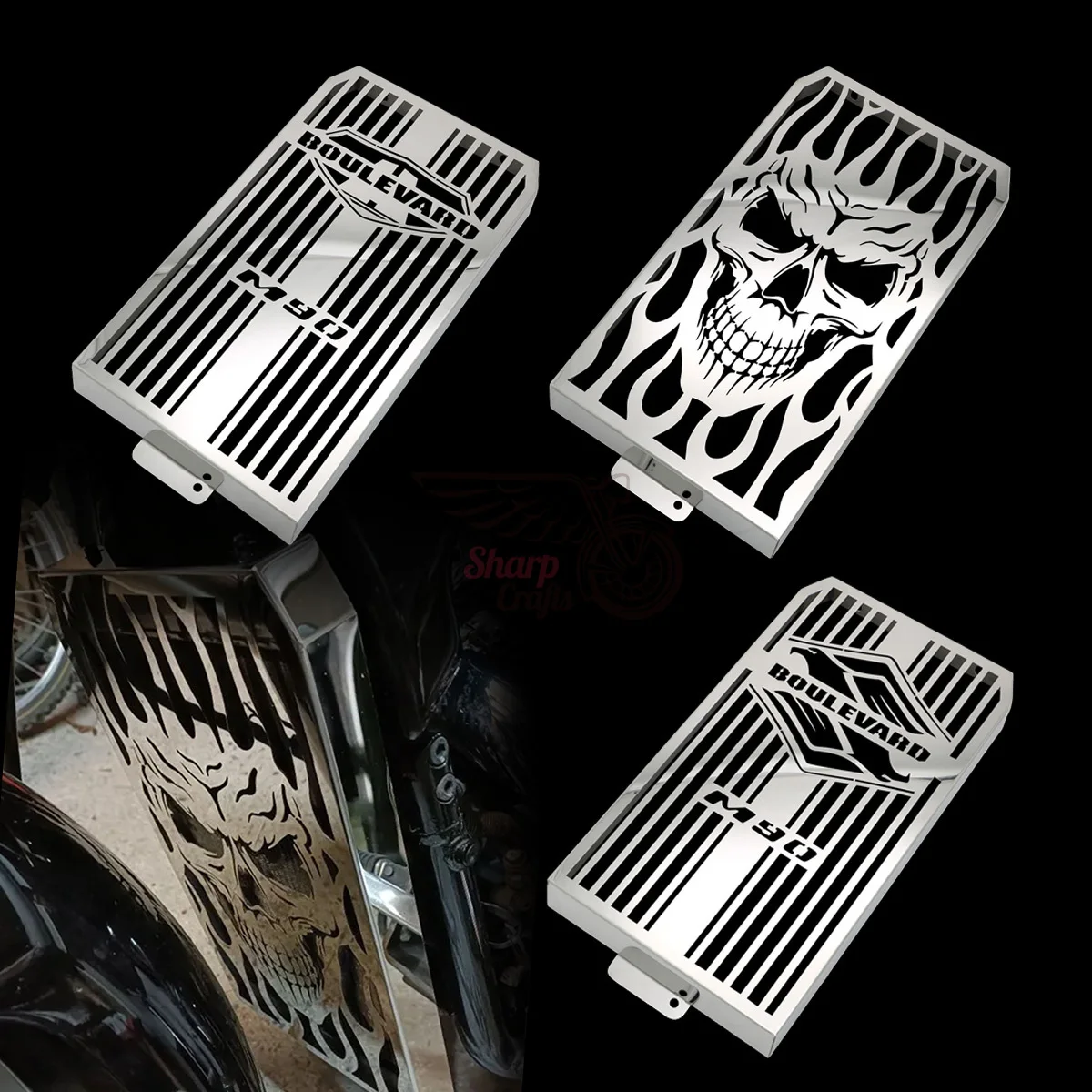 For Suzuki Boulevard M90 Intruder VZ 1500 Bird Badge Motorcycle Radiator Cap Grill Guard Skull Protector Water Tank Cooler Cover