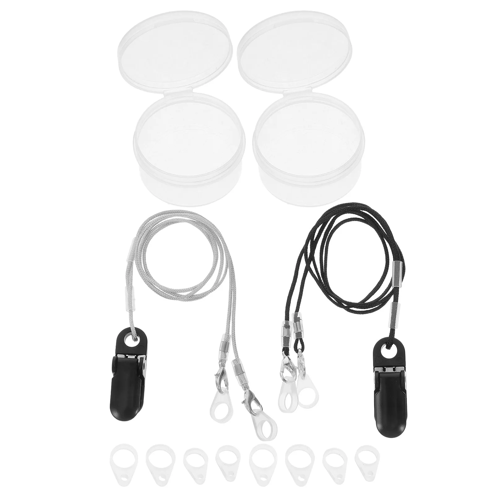 2Sets Hearing Amplifier Protection Cord Anti-Loss Clip Rope for Ear-Hook Devices Skin-Friendly Secure Fastening Tether for Home