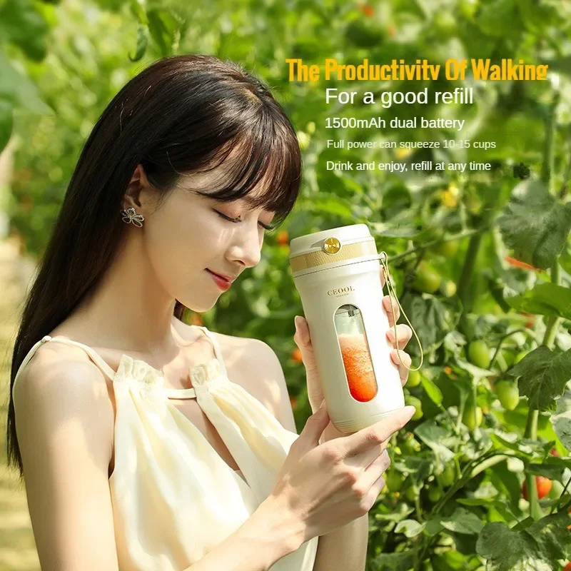 Smart Charging Juicer Blender,Food Grade Water Bottle extract fresh juice,Juicing Ice Sand 2-in-1 Portable Juicer Smoothie Cup