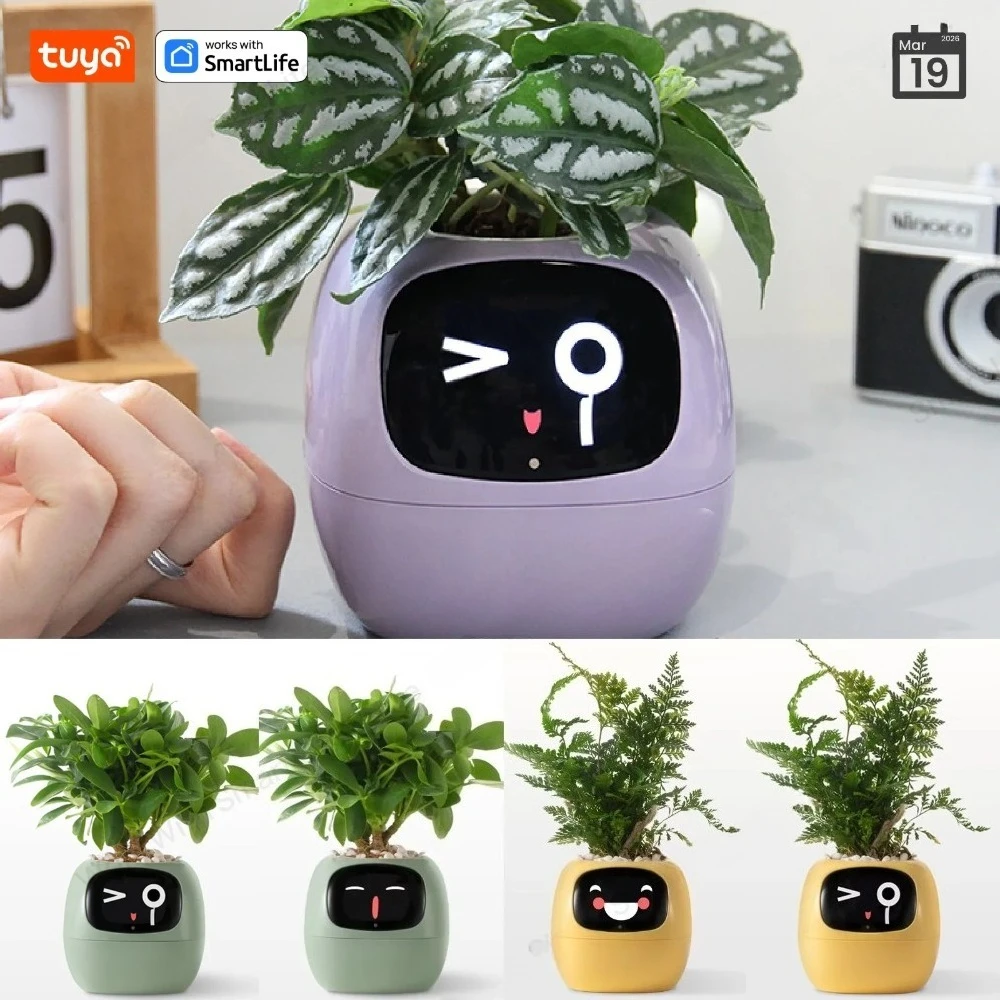Gen1 Tuya Ivy Smart Planter,Endless Fun Over 49 Rich Expressions,7 smart sensors,AI Chips Make Raising Plants Easy and Fun