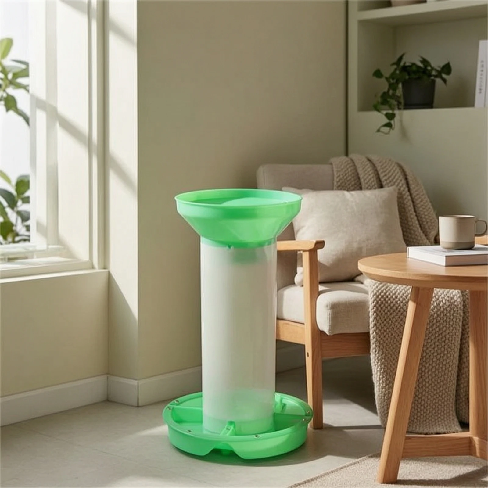 Rabbit Feeder with Tray Translucent Gravity Rabbit Feeder for Rabbits, Pet Enclosure