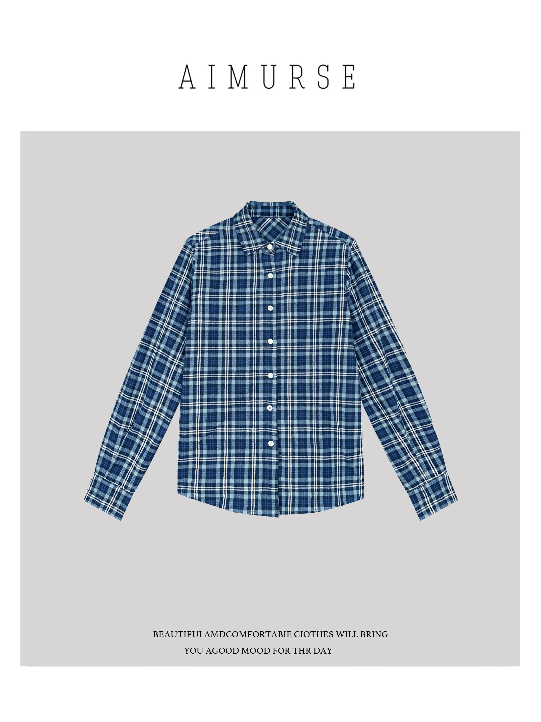 

Женская повседневная рубашка AIMURSE South China Dr Plaid из дышащего хлопка с текстурой, осенняя коллекция AM7053