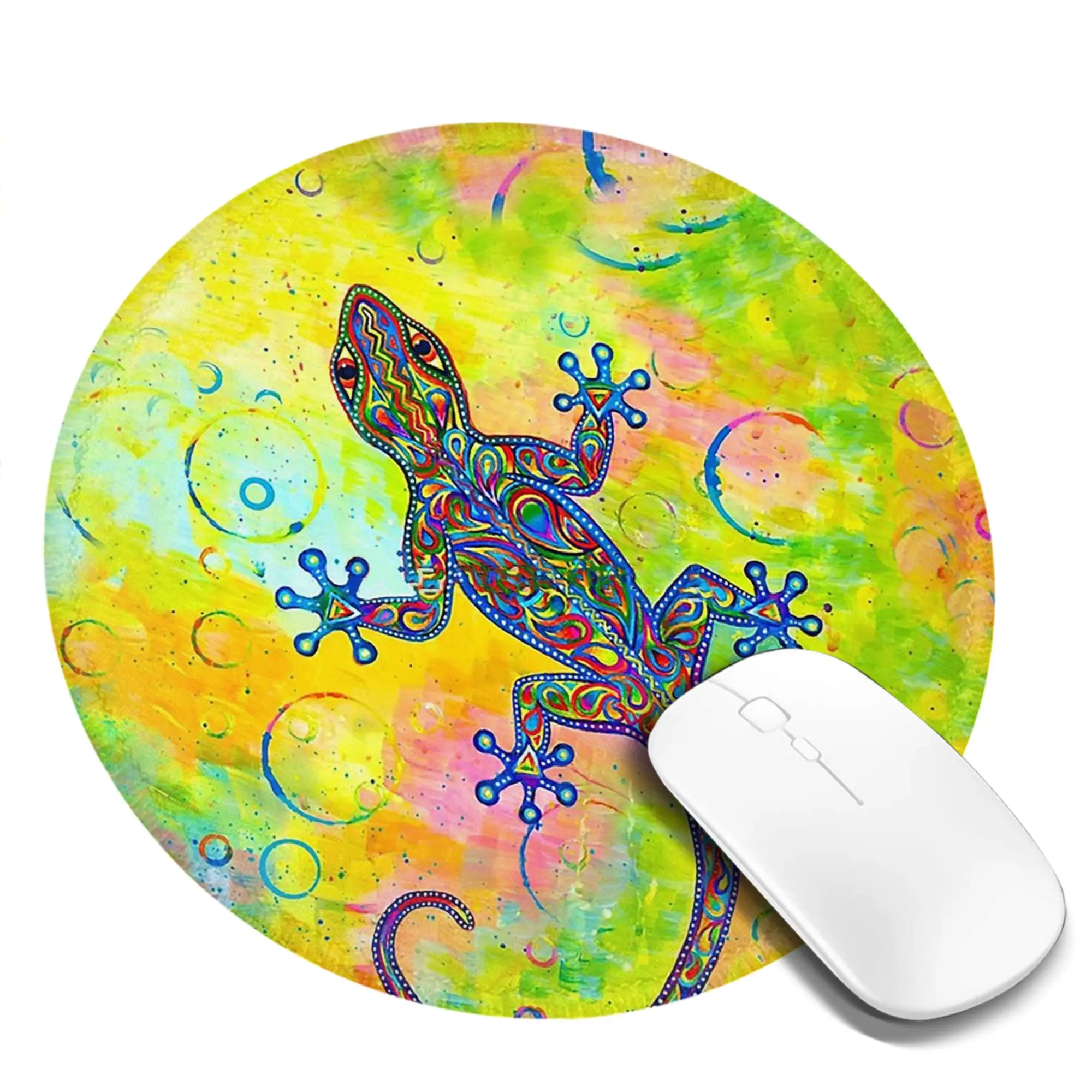 Electric Groovy Gecko Psychedelic Paisley Lizard Mouse Pad Computer Keyboard Mouse Mat Gamer Laptop Desk Mat Office Table Mats
