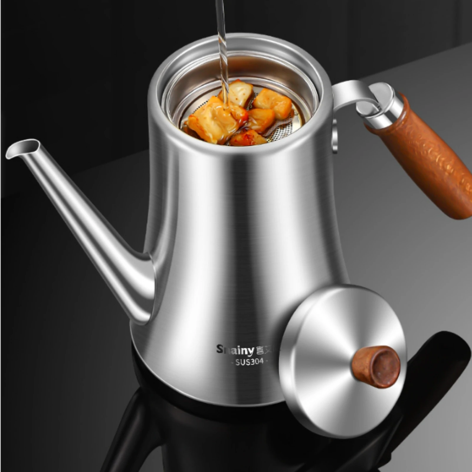 

Stainless Steel Oil Dispenser Polished Metal Oil Jug with Spout Kitchen Storage Dust Cover Corrosion-Resistant