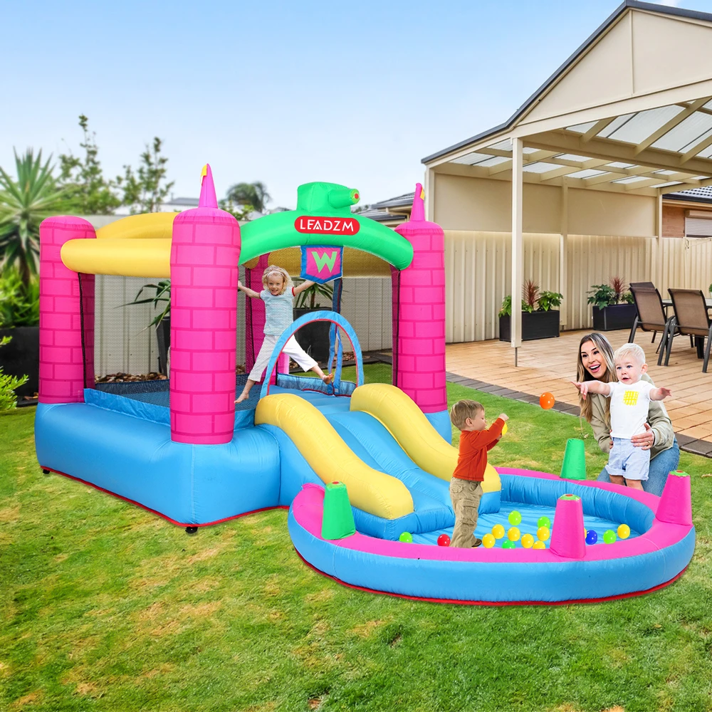 Inflatable Bounce House Water Park Slide Bouncer Climbing Wall Bouncy Castle Large Jumping Area Ideal Kids Jumper