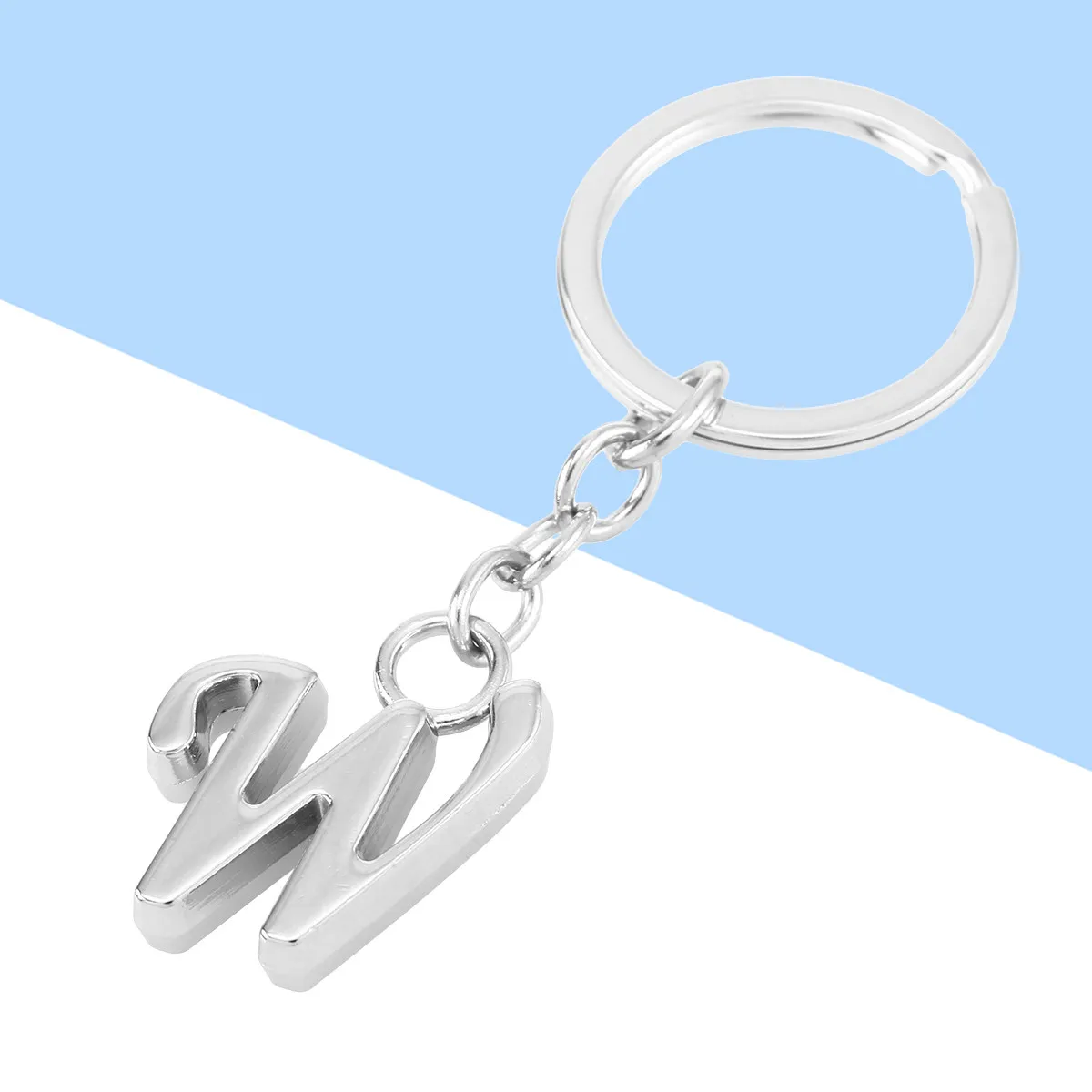 Alphabet Keychain W Letter Metal Key Ring Simple Elegant Key Fob Bag Pendant Handbag Charm Birthday Gift for Her Him Friend