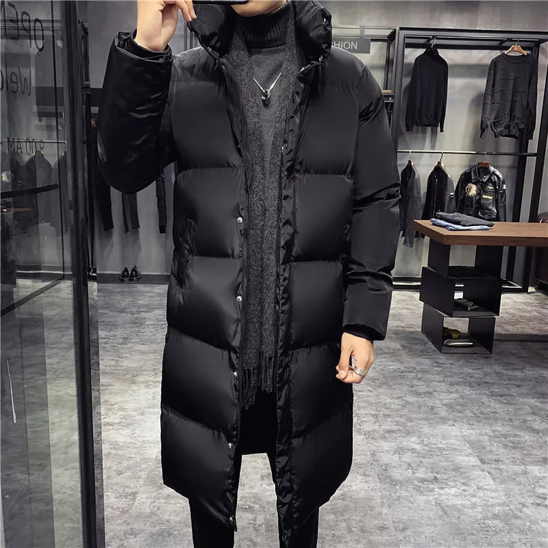 Men\'s Winter Long Down Cotton Jacket 2023 Korean Style Casual Loose Thick Plus Size Parka Coat Warm Overcoat