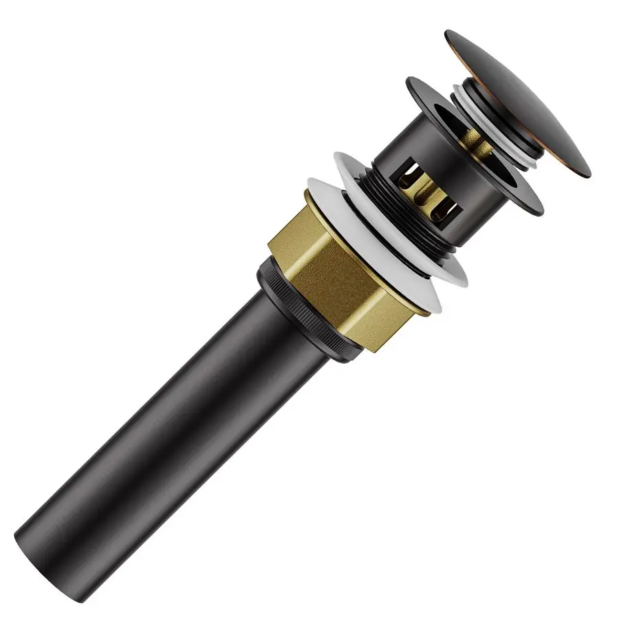 

Sink Drain with Strainer Basket and PopUp Drain Stopper Set Oil Rubbed Bronze, with Overflow