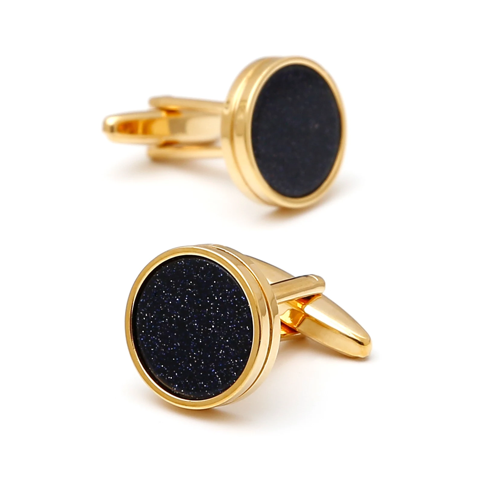 

Cufflinks for Men TOMYE XK23014 Luxury Blue Sandstone Round Copper Golden Button Cuff Links Dress Shirt Jewelry