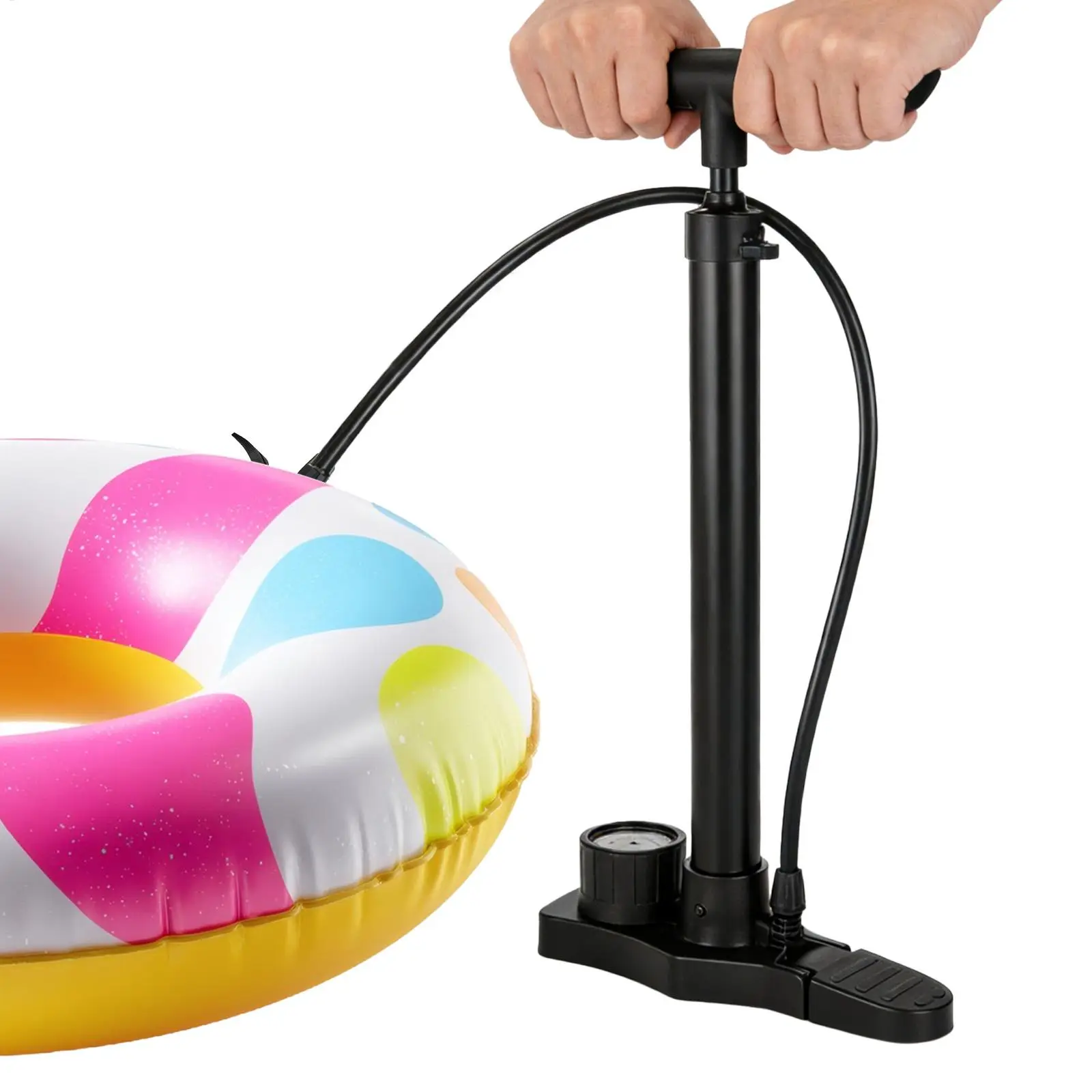 

Ручной насос для мотоциклов с мониторингом давления в реальном времени, инструмент для накачивания шин, мячей, игрушек, для дома, автомобиля, улицы, гаража