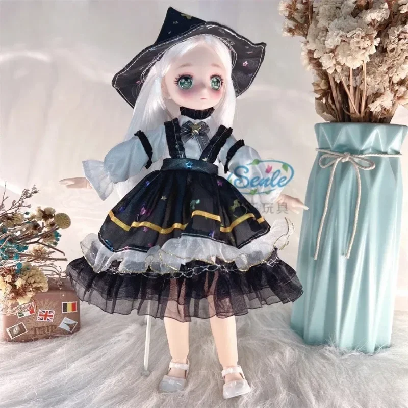 1/6 BJD Doll Comic Face 3D Simulation Eyes Multiple Movable Joint Dolls and Clothing Fashion Princess Dress Set Toy for Girls