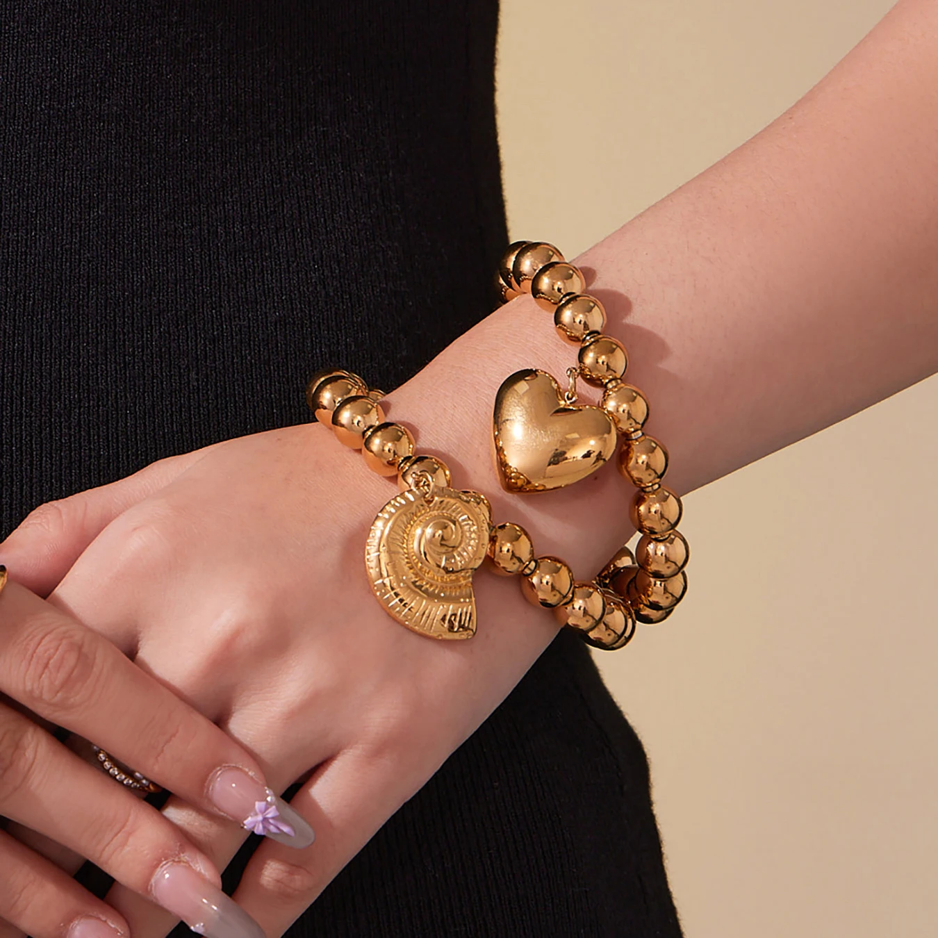 Liora جودة عالية الحلزون القلب قلادة النساء أساور الفولاذ المقاوم للصدأ مصقول الزفاف مأدبة سحر سوار الأفريقي مجوهرات