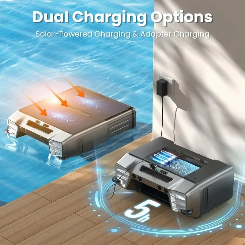 Yinole penyaring kolam robot tenaga surya, Skimmer kolam dengan opsi pengisian ganda, pembersihan Spot dan parkir otomatis