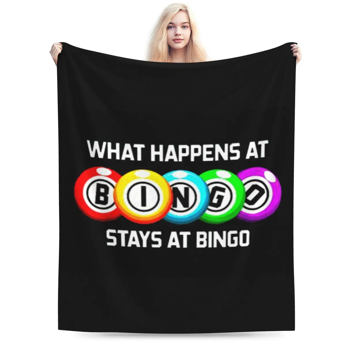 What Happens At Bingo Blanket Soft Warm Flannel Throw Blanket Plush for Bed Living room Picnic Travel Home Couch