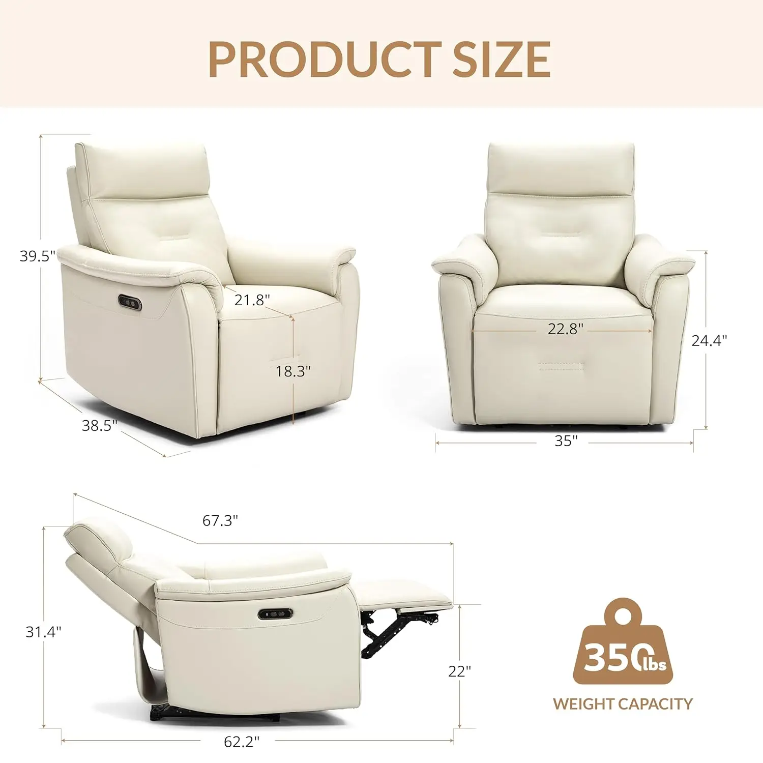 #Genuine Leather Recliner Chair, Electric Power Recliner Chairs for Adults, Comfortable Single Sofa Chair with USB, Customized