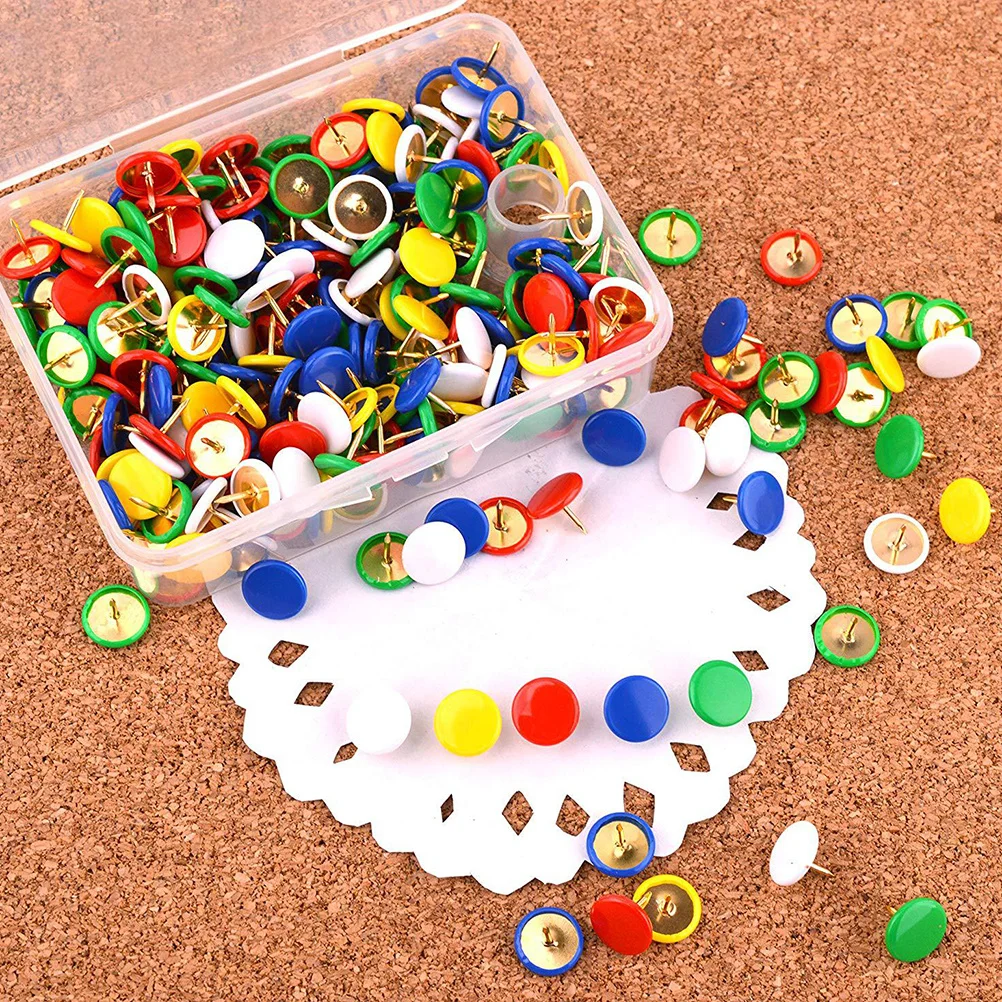 300Pcs Colorful Plastic Push Pins Multi Pattern Flat Drawing Thumbtacks for Office Bulletin Board Decorative Thumbtacks