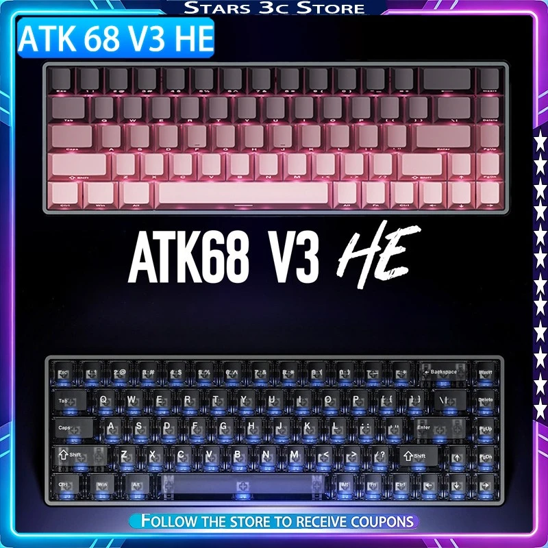 ATK 68 V3 Esports Magnetic Axis Keyboard All-aluminum Alloy 8k Low Latency 0.0001 Adjustable Accuracy Gaming Keyboard Gamer Gift