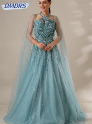 เซ็กซี่Tulle A-Lineชุดราตรี 2024 หรูหราลูกปัดชุดราตรีCharmingแขนกุดความยาวชุดVestidos De Novia