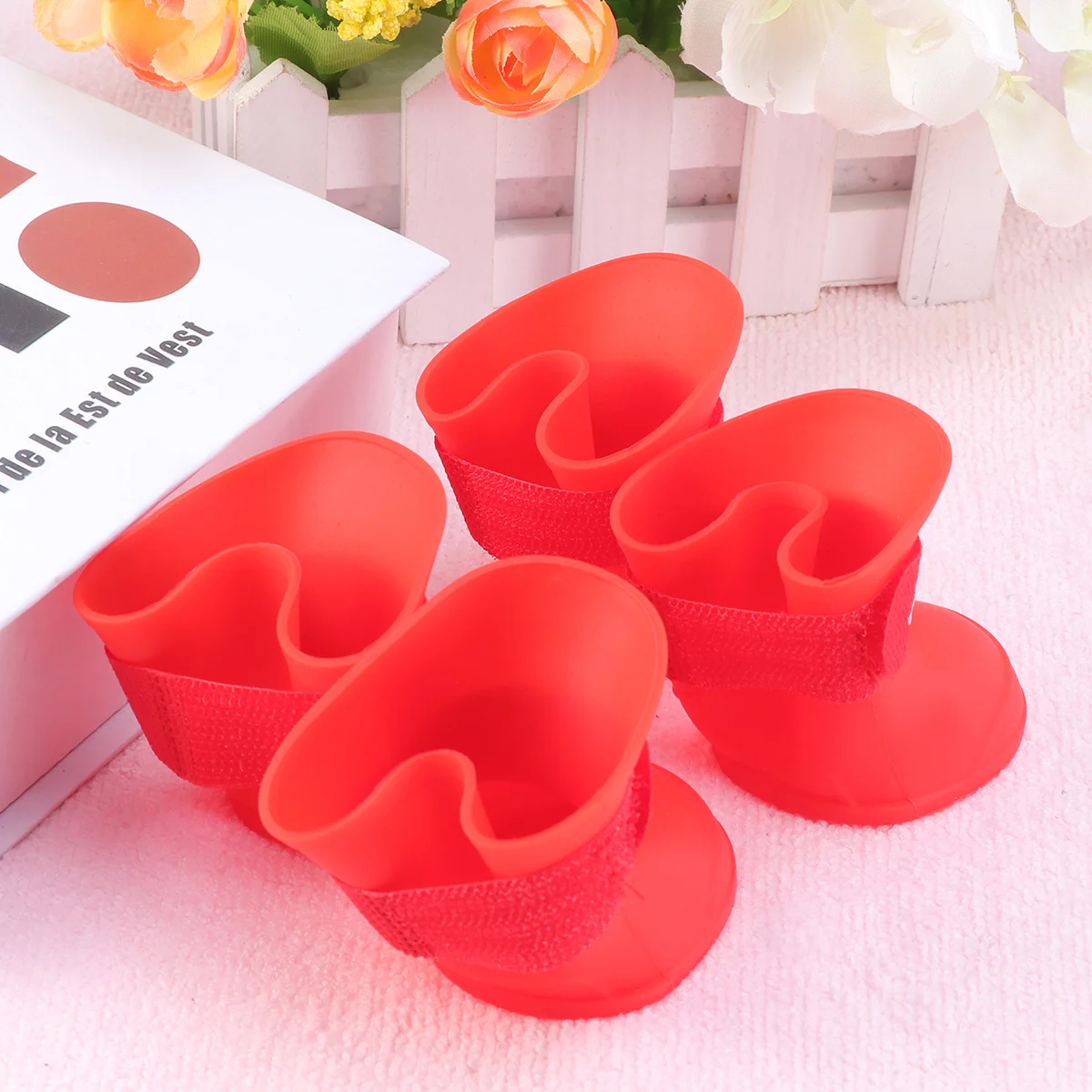 

Rain Boot Waterproof Non-Slip Dog Shoes For Wet Dog Rain Boot Mud Ground Candy Color Rubber Boots Large Size Red