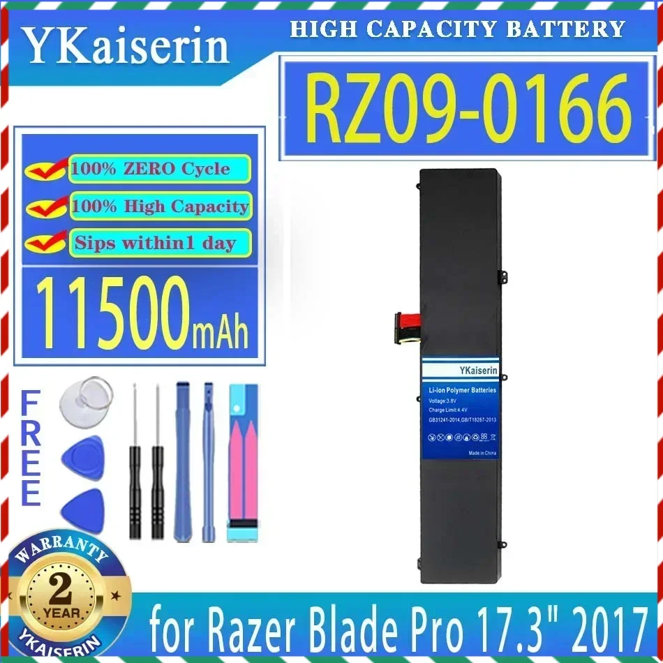 

YKaiserin 11500mAh Replacement Battery RZ09-0166 for Razer Blade Pro 17.3" 2017 RZ09-01663E52 RZ09-01662E53-R3U1 Laptop