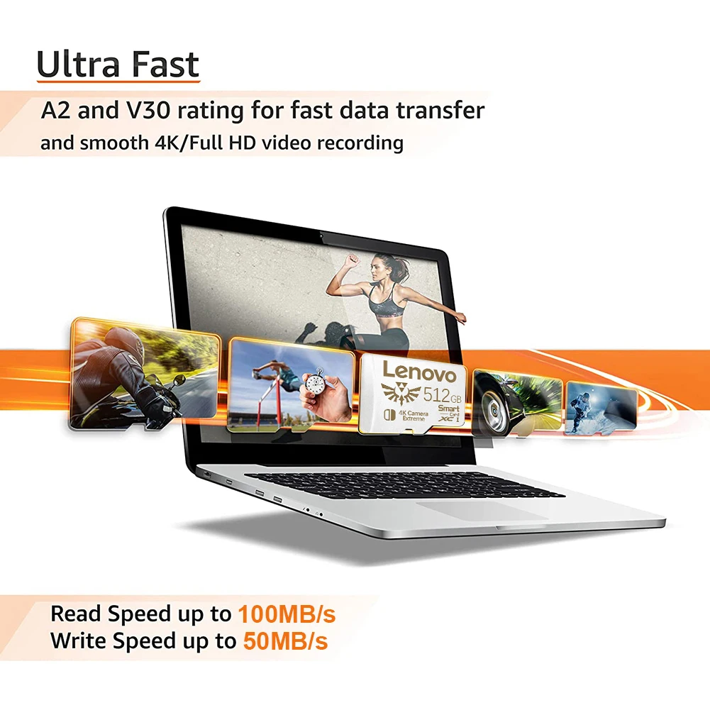 Lenovo Class10 Memory Card 128GB 256GB 512GB Smart SD Black High Speed SD Memory Card 1/2TB Real Capacity Micro Card For UAV Cam