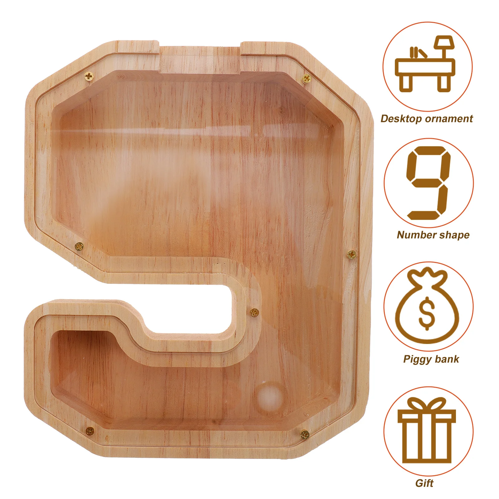 Doorzichtige houten spaarpot Moderne boerderijstijl Multifunctionele munt Geldbesparende doos Desktopdecoratie Kinderopslagpot