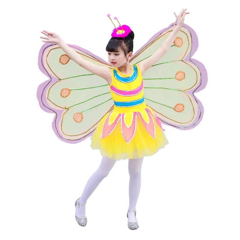 Costume papillon pour enfants Costume volant d'insecte Costume de danse fille Animal avec ailes jupe de gaze fille jeu de rôle pour enfantsA04