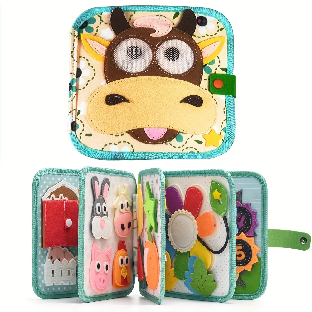 كتاب قصص تعليمي لحيوانات المزرعة والفواكه التفاعلية، لعبة تعلم السفر للنشاط الحسي للأطفال الصغار من سن 3 إلى 6 سنوات #1