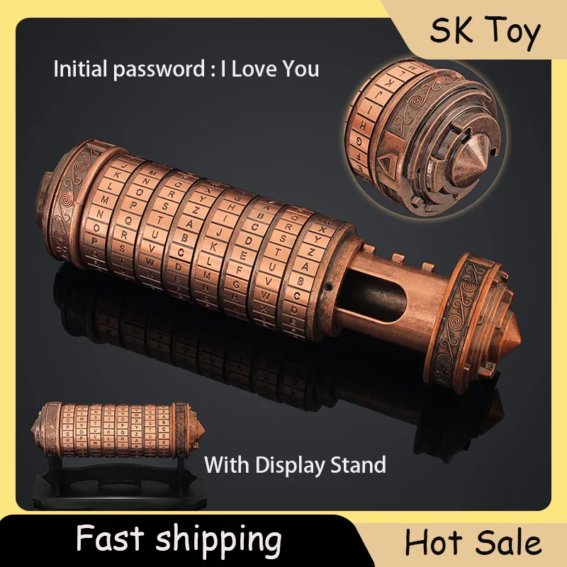 Da Vinci Code Lock Creative Gift Valentine's Day Gift Collection Metal Puzzle Tube Vintage Decorative Prop Figure Ornament