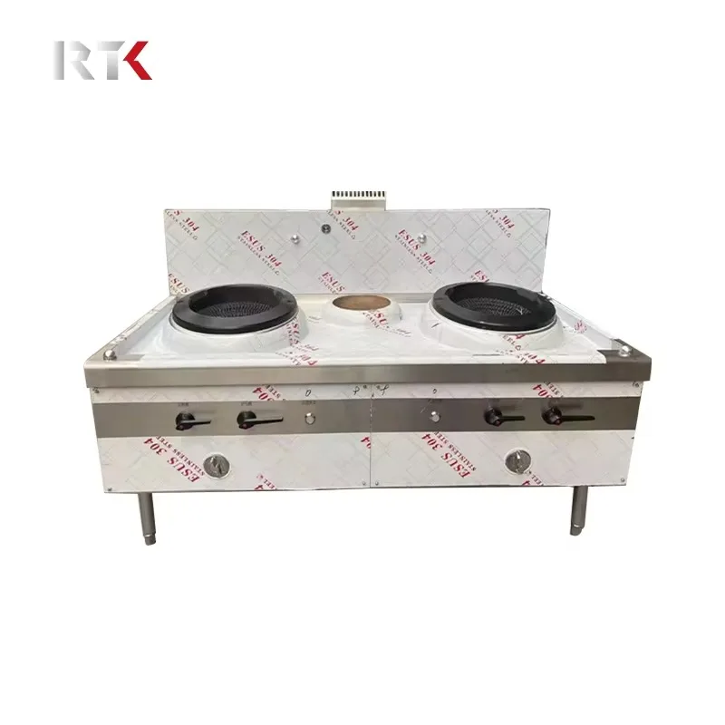 Commercial Double-Head Concave High-Power Induction Cooker Stainless Steel Electric Wok Frying Stove for Canteen Shop