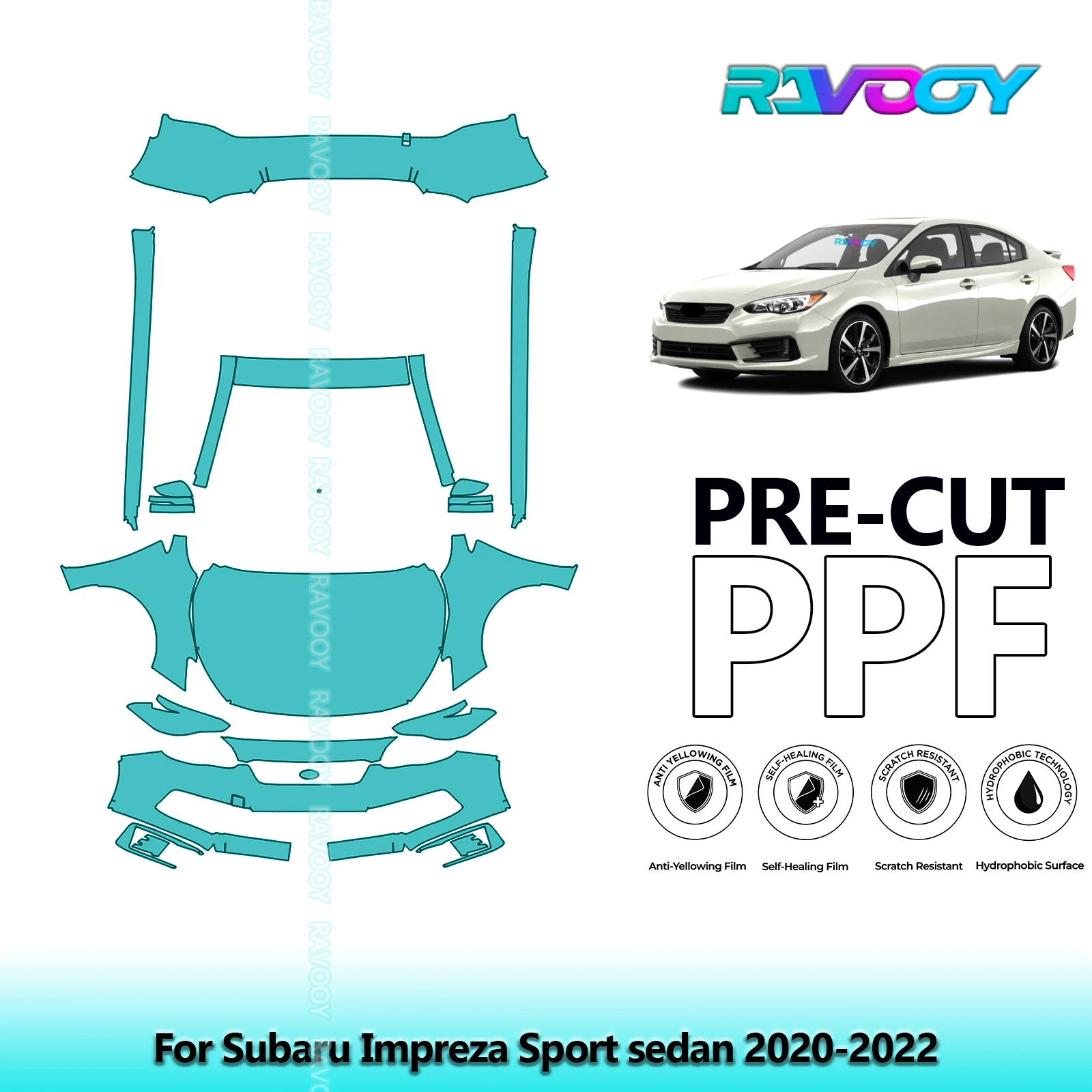 

Front Kit+Rockers+Rear Bumper Clear Bra Precut PPF Paint Protection Film For Subaru Impreza Sport sedan 2020-2022