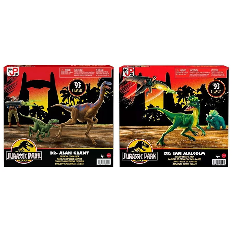 JURASSIC PARK DR IAN MALCOLM DR ALAN GRANT 93 CLASSIC Collectible Dinosaur Action Figure Tactical Claw Pack Glider Escape Pack