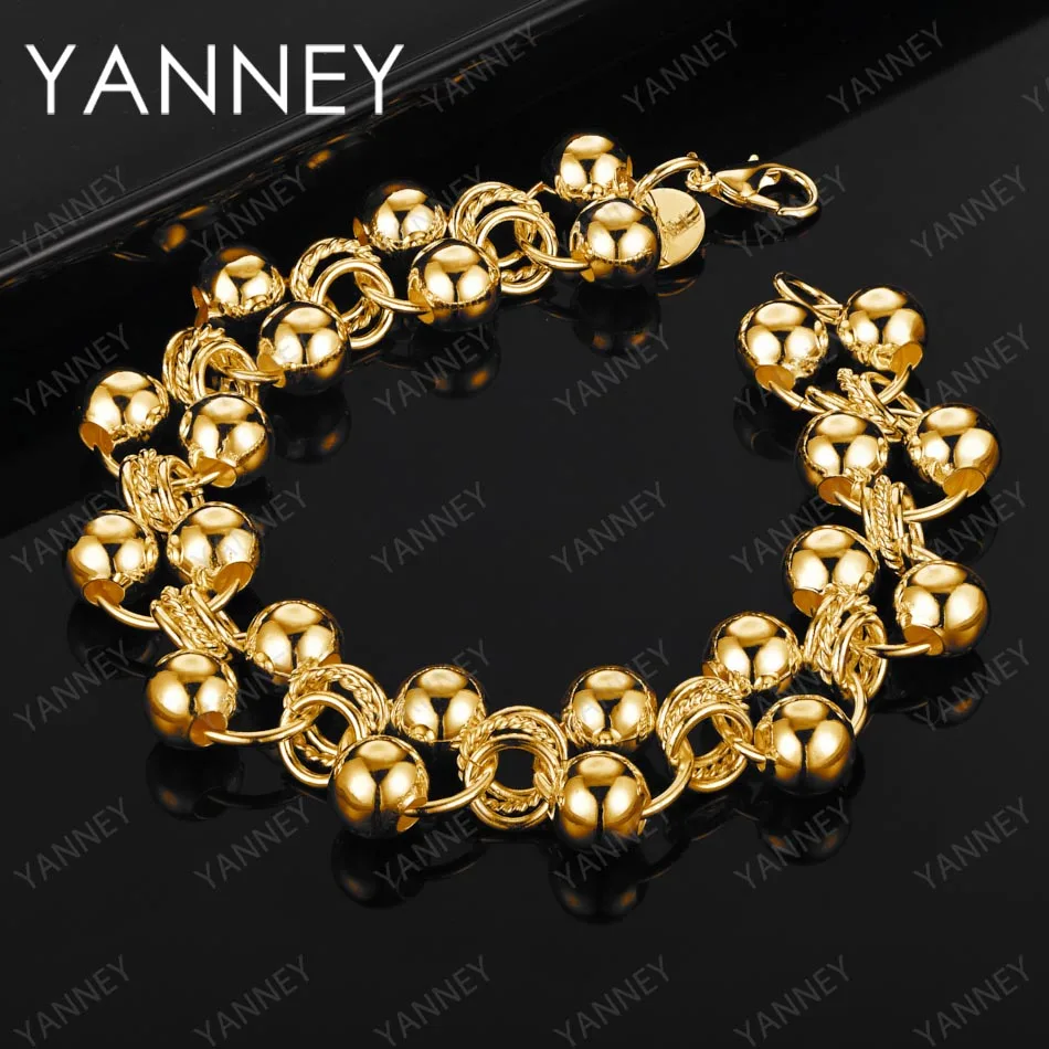 Women Charm 925 Sterling Silver 18K Gold Double Layer Bead Chain Bracelet 8 Inches For Jewelry Accessories Fashion Party Gifts