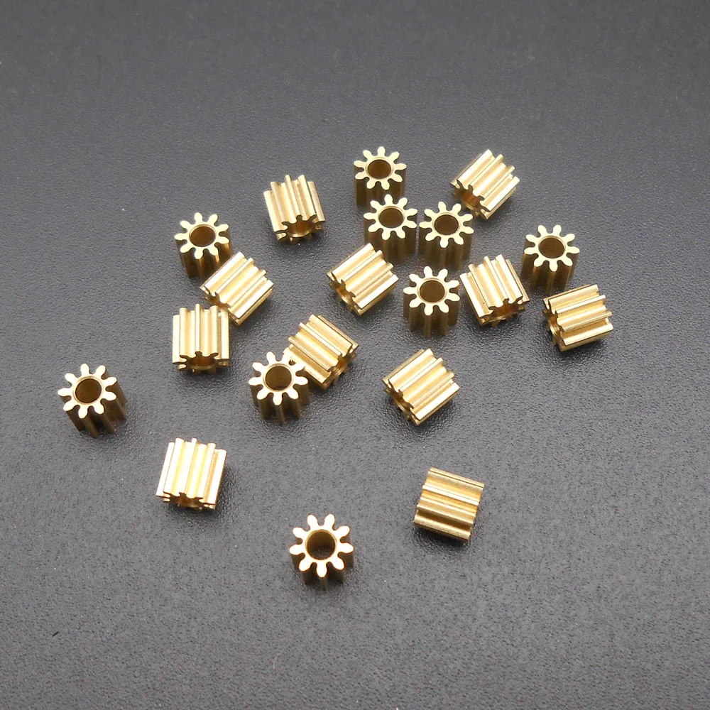 50Pcs/Lot 0.4M Brass Gear Spur Pinion Mechanical Small 0.4 Modulus Bore Hole Aperture 2MM 1.98MM 9 Teeth Height Lenght 4MM 92A