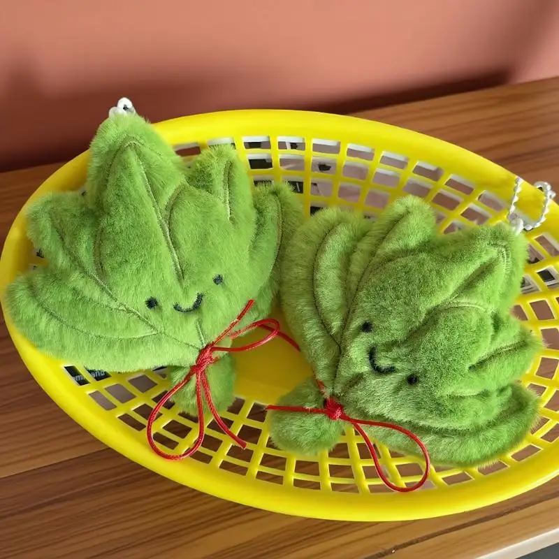 Pendentif en peluche feuille de Pomelo vert de dessin animé, pour dissiper la mauvaise chance, maison, chambre à coucher, voiture, porte-clés, sac à dos, décoration, cadeaux