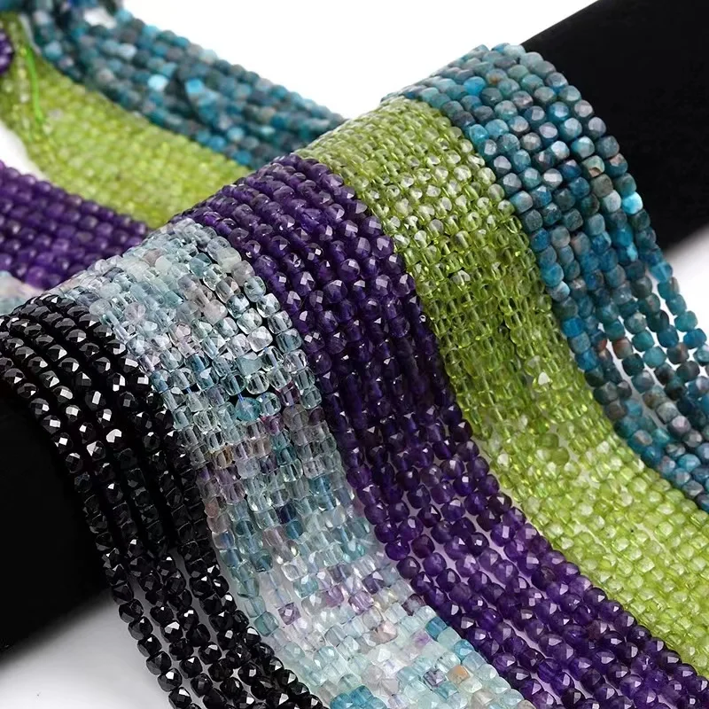 

Ограненные Квадратные бусины из натурального камня, небольшие квадратные кубики с аметистом и Лазуритом, аксессуары для изготовления ожерелья, браслета «сделай сам» 15 дюймов