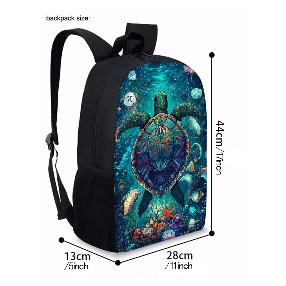 Sea Turtle Coral Print Three Piece Set Backpacks for Boy/Girls Best Gift 2D Cartoon Fashionable School Bag for Children