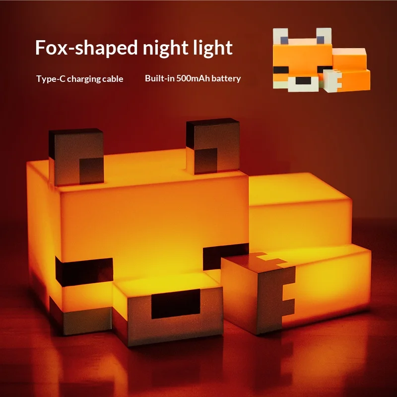 

New cute cartoon ornament pat light USB charging turtle silicone fox bedroom night light gift