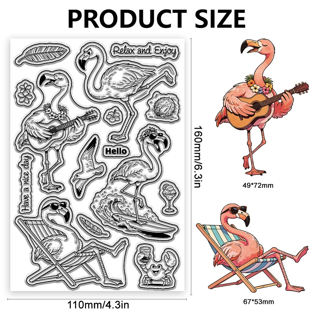 1pc PVC Plastic Clear Stamps for Scrapbooking Photo Album Decorative Cards Making Flamingo Shape 160x110mm