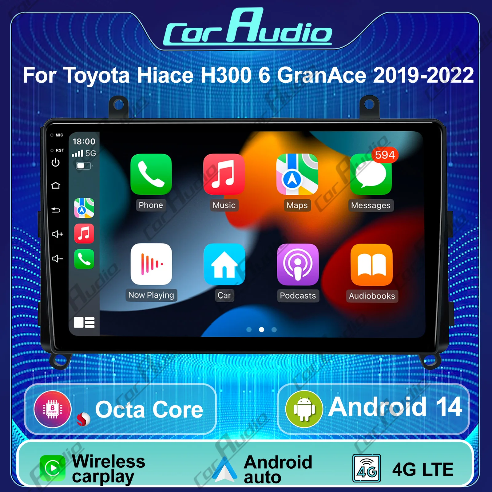 9 inch 2Din Android 13 Autoradio GPS for Toyota Hiace H300 6 GranAce 2019-2022 Car Radio Multimedia Video Player Navi Stereo