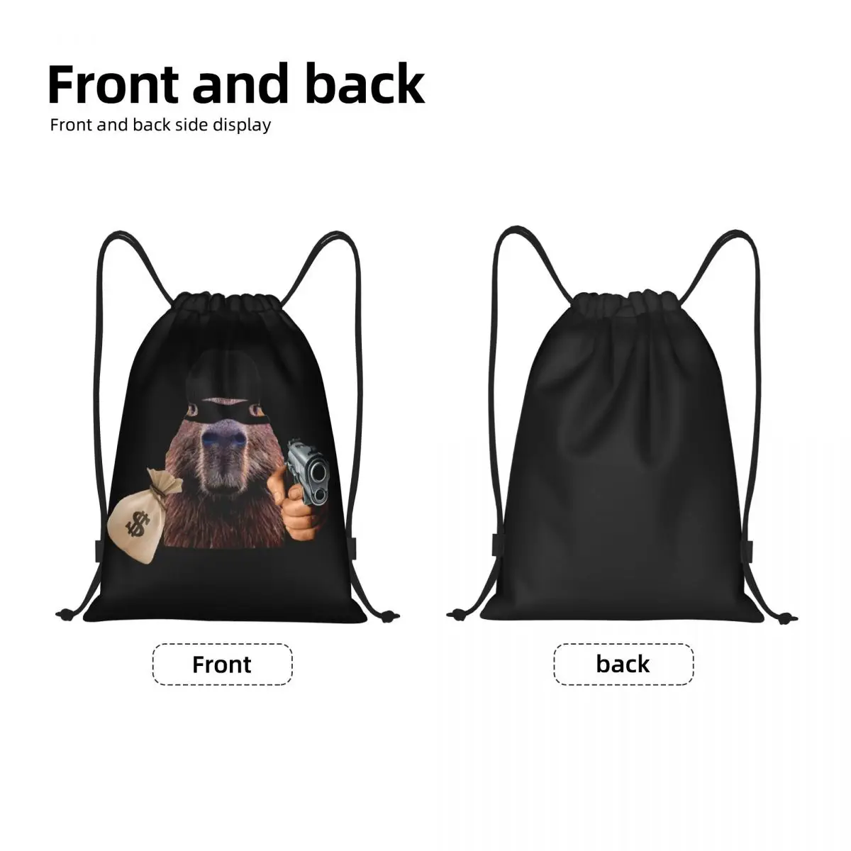 Custom Funny Capybara Robber Drawstring Bags for Training Yoga Backpacks Men Women Sports Gym Sackpack