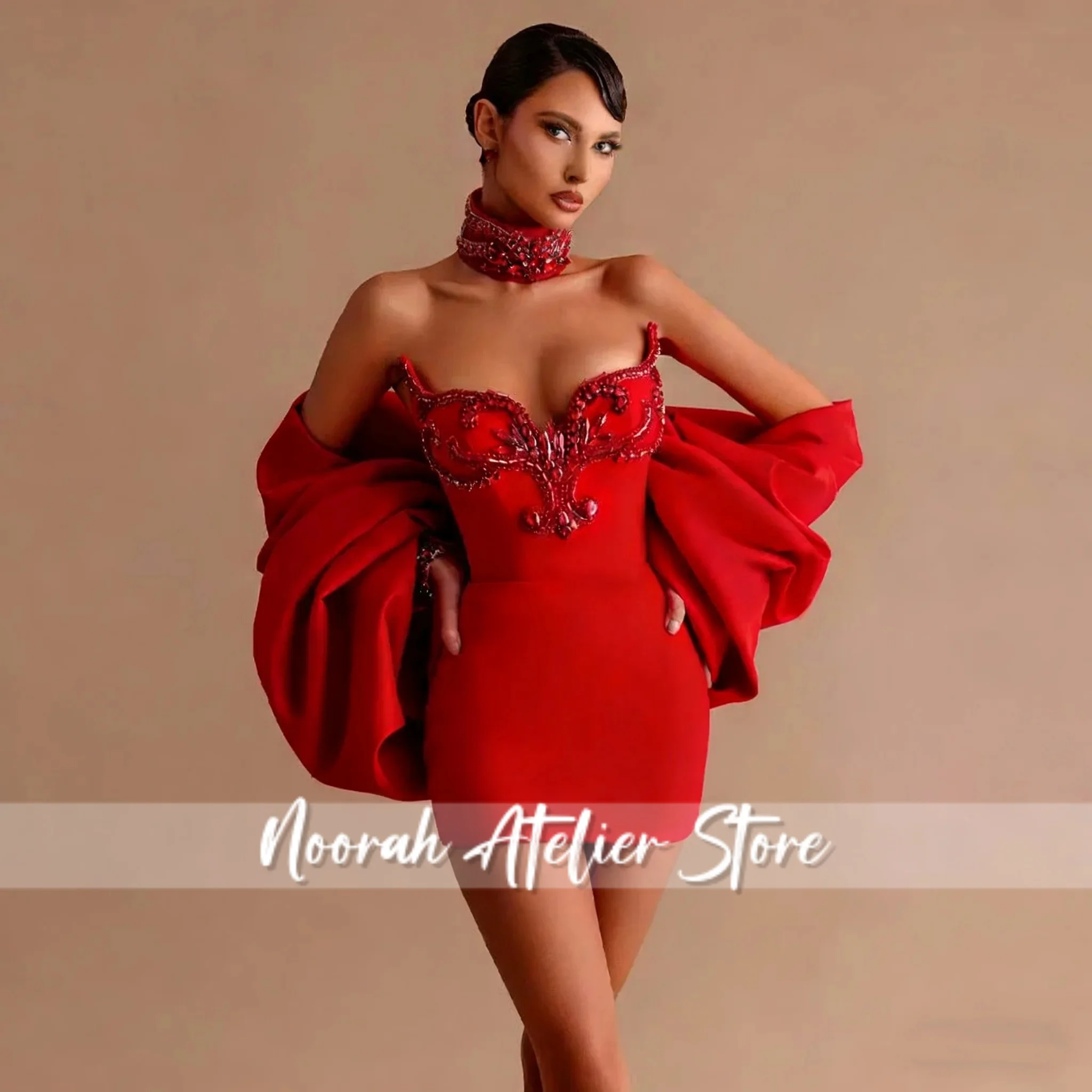 Modieuze afstudeerjurken voor bruiloften applicaties liefje schede mini cape prom vestidos de gala aangepast