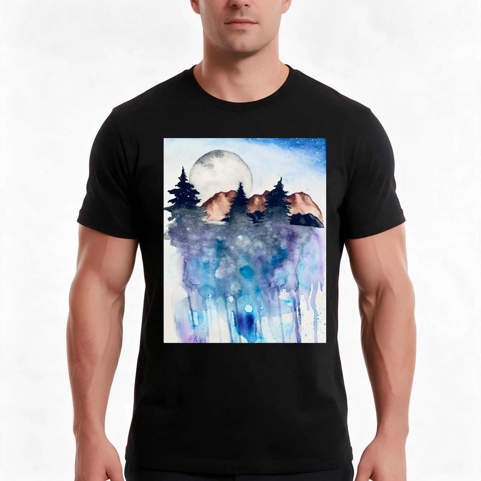 Moonlight T-Shirt, Summer Casual Cotton Tee, Oversized Streetwear Tops, Vintage Graphic Print, Loose Fit Short Sleeve