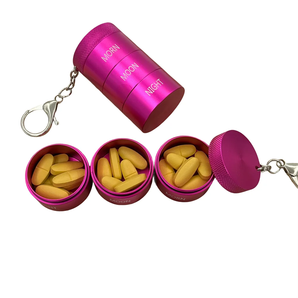 Portable Daily Pill Organizer Pill Box Keychain for Purse Pocket, Compact Mini Travel Pill Case - Suitable for Medicine