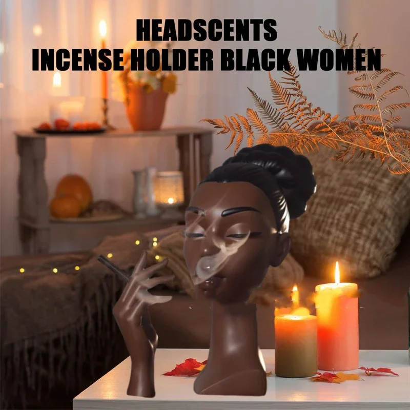 

black woman head incense burner Handmade Incense Holder Decorative Airflow Incense Burner Statue Art Decor For Aromatherapy