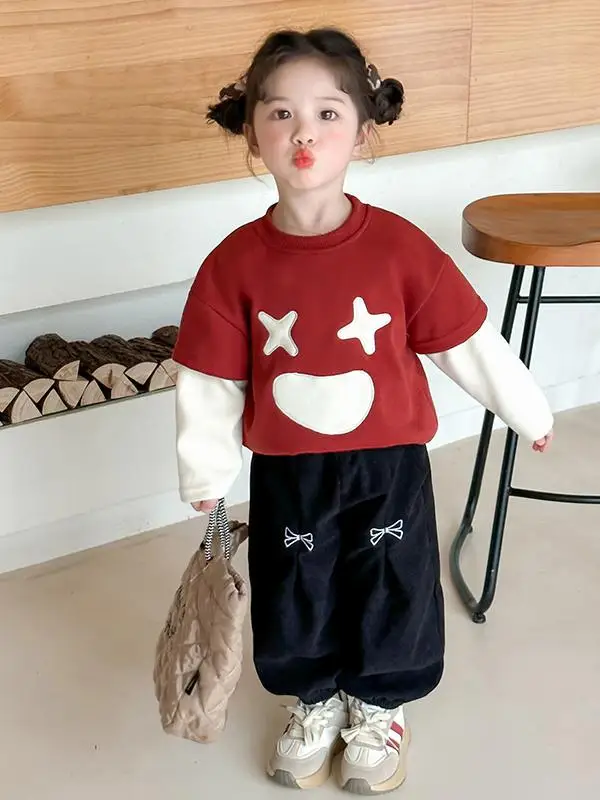 Mole de Manga Longa com Patchwork para Primavera e Outono, Casual e Faion, Novo 2025, Estilo de Roupas para Meninas Bebê...