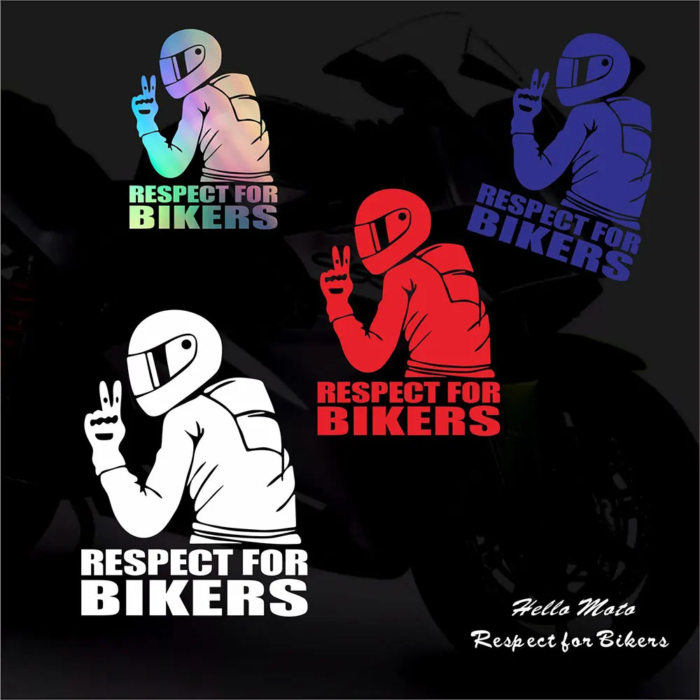 Respect For Bikers 3D Motorcycle Vinyl Sticker Decorative Reflective Car Interior Rear Windshield Auto Window Body Racing Decals