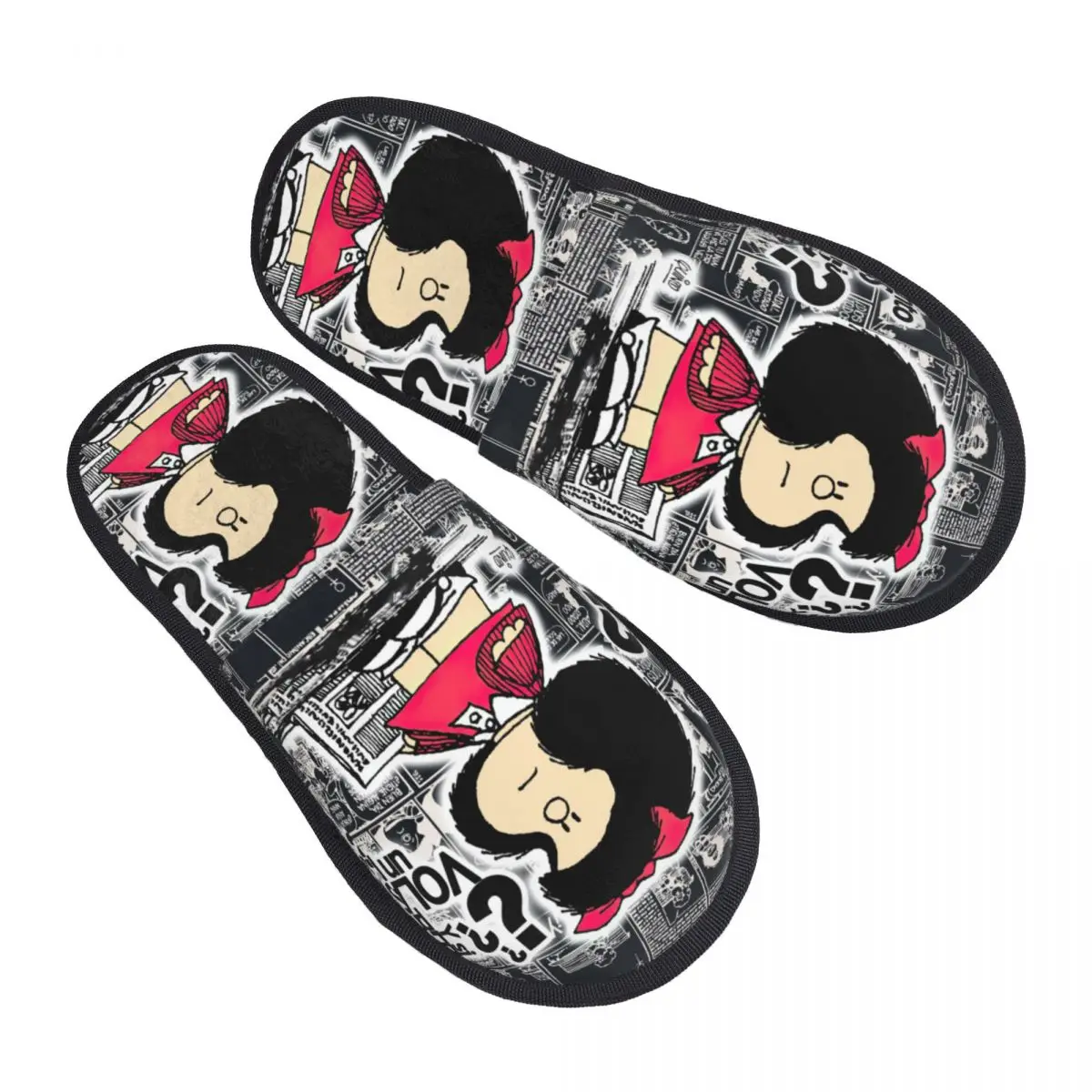 Custom Mang Mafalda Soft Memory Foam House Slippers Women Cartoon Quino Comic Comfy Warm Anti-Skid Slipper