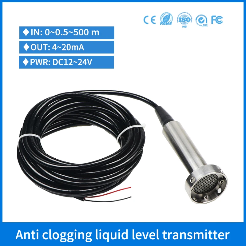 

4-20mA Anti clogging Liquid Water Level Sensor Submersible Sludge Sewage Water Level Transmitter for Septic Tank